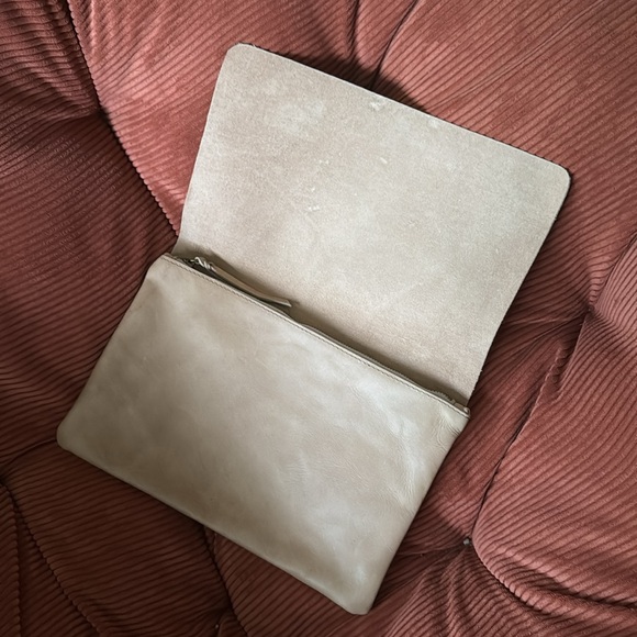Able Leather Clutch in Cream - Picture 4 of 12
